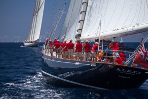 Alexa under sail, off English Harbor, Antigua